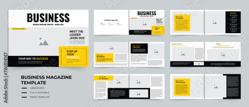 Modern Business Magazine template design landscape layout