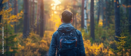 A man going for a nature walk to clear his mind