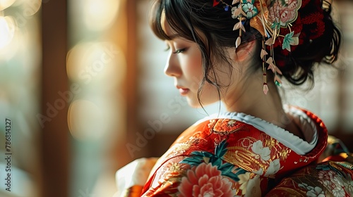 Japanese Bride: Traditional Kimono Photograph photo