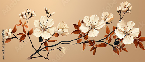 a painting of a branch with flowers on it photo