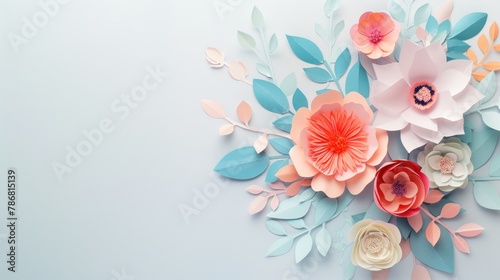 beauty bouquet flowers on blank background with copy space, pastel color © Super Shanoom