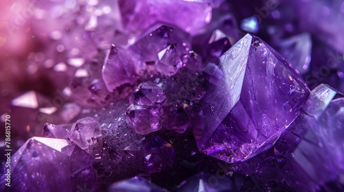 A purple crystal formation with many facets