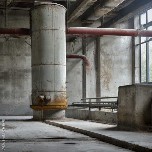 old oil well An industrial scene with gritty concrete walls and industrial equipment covered in grime  depicting the rough beauty of manufacturing environments.