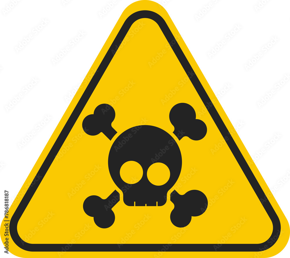 Εκτύπωση καμβά Yellow triangle safety sign pictogram icon of danger, poison, toxic warning with