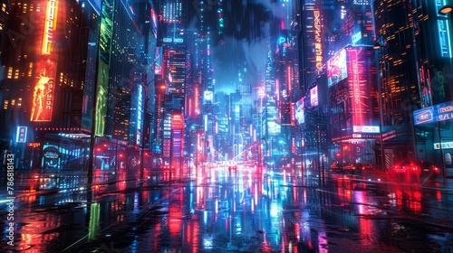 Visualize a digital dreamscape where a 3D spectrum of neon colors pulses and flickers  evoking the vibrant energy of a futuristic city at night.