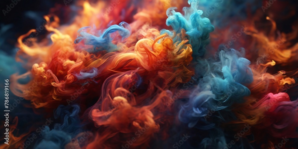 abstract Swirling wisps of smoke in vibrant colors background