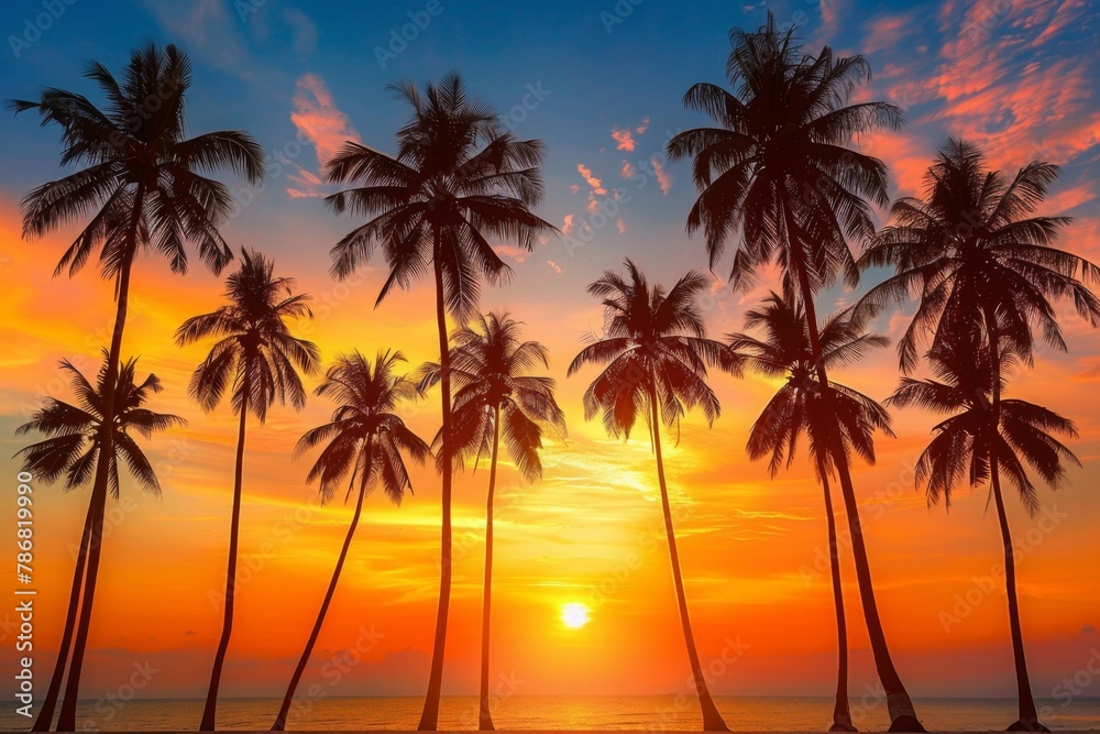 palm trees at sunset