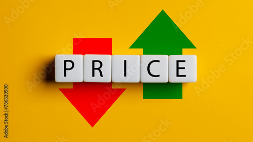 A word puzzle with the word price written in white letters