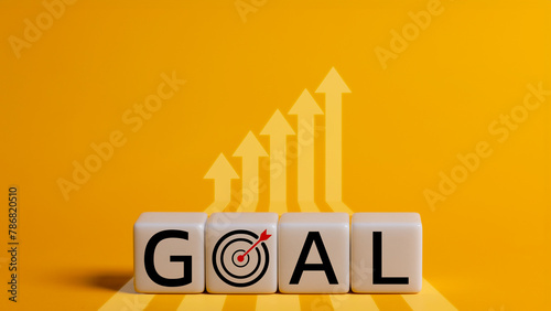A goal written in blocks on a yellow background