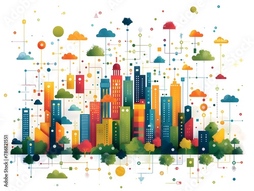 Minimalist Graphic Depicting the of Public Registries for Businesses and Real Estate into a Streamlined Data System