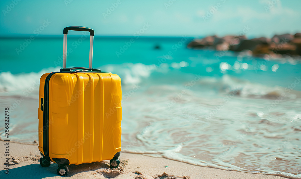 suitcase on the beach suitcase on the beach