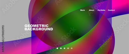 A vibrant geometric background featuring a swirling design in electric blue, violet, and magenta colors. Inspired by terrestrial plants, circles, and macro photography