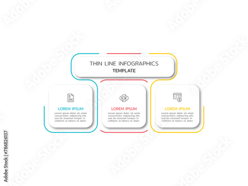 Vector business infographic template with 3 options or steps with icons.