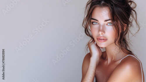 Hispanic beauty model woman for skincare fashion cosmetic makeup treatment
