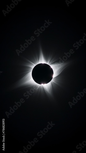 Brilliant solar eclipse with dramatic setting. A stunning view of a solar eclipse surrounded by powerful sunbeams, rays piercing through a dynamic setting, symbolizing awe and wonder