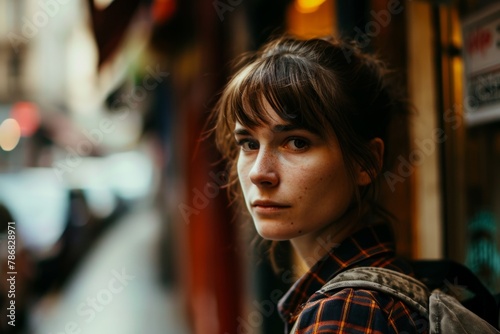 Portrait of a beautiful young woman on the streets of Paris.