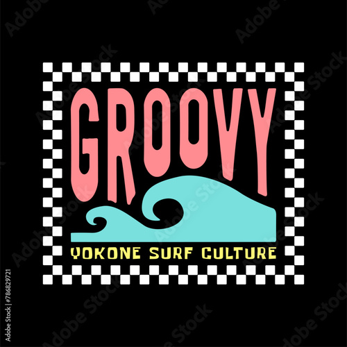 Exploring Surfing with a Japanese Twist Groovy Asia  T-Shirt Design