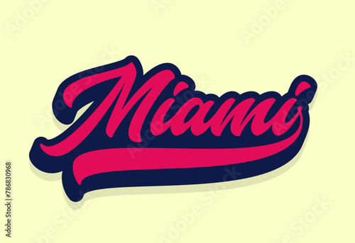 Miami - lettering logo design. Modern calligraphic text for t-shirt design.