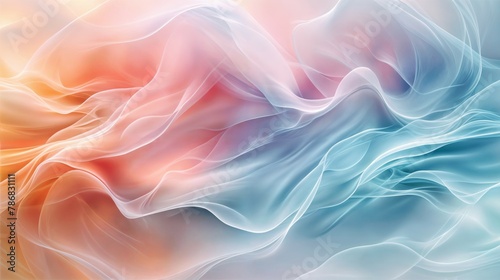 Abstract Painting of a Blue  Orange  and Pink Wave