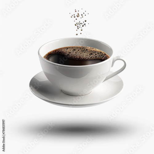 cup of coffee floating in the air on transparency background PNG
 photo
