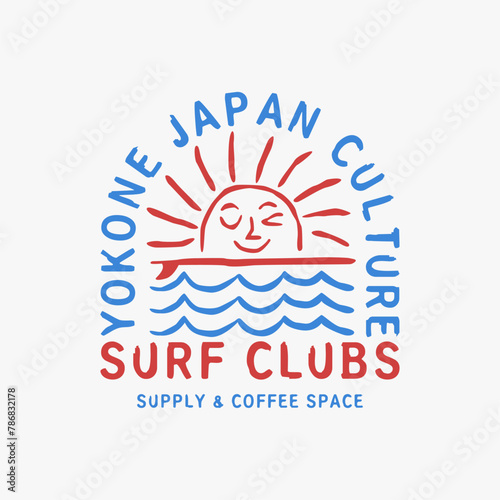 Exploring Surfing with a Japanese Twist Groovy Asia  T-Shirt Design