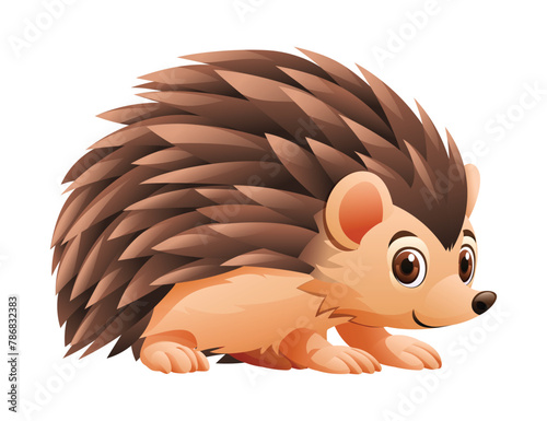 Cute hedgehog cartoon vector illustration isolated on white background