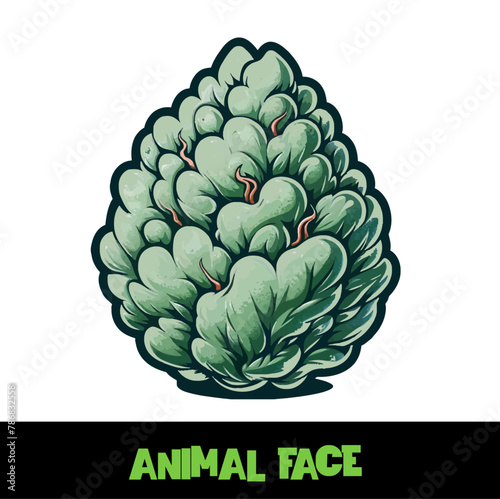 Vector Illustrated Animal Face Cannabis Bud Strain Cartoon