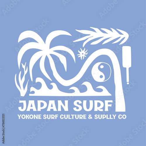 Exploring Surfing with a Japanese Twist Groovy Asia  T-Shirt Design