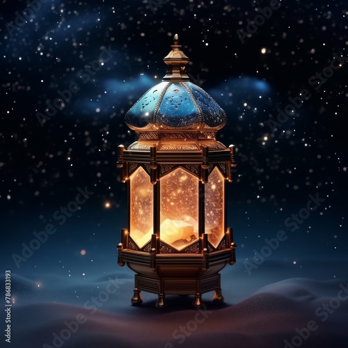 Eid mubarak and ramadan kareem greetings with islamic lantern and mosque. Eid al fitr background