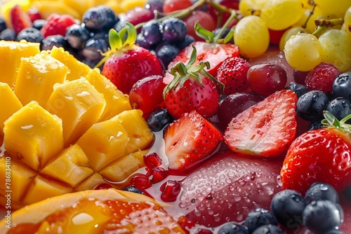 a close up of a variety of fruit on a plate