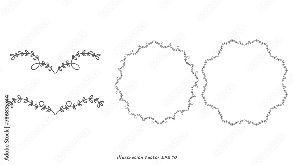 Set floral frames, borders, wreaths Trendy Line drawing, line art style ,Hand drawn design elements , Flat Modern design isolated on white background ,Vector illustration EPS 10 Set floral frames, borders, wreaths Trendy Line drawing, line art style ,Hand drawn design elements , Flat Modern design isolated on white background ,Vector illustration EPS 10