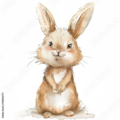 A cute watercolor illustration of a bunny rabbit