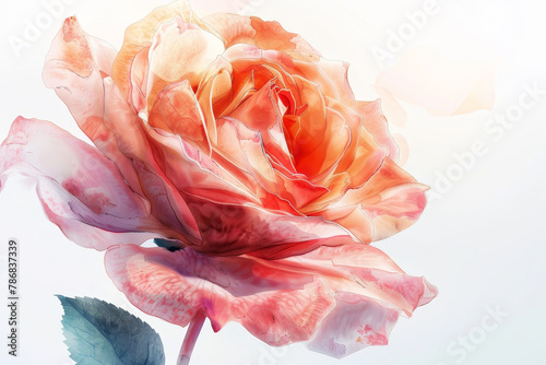 A rose is the main focus of the image, with its petals and stem visible