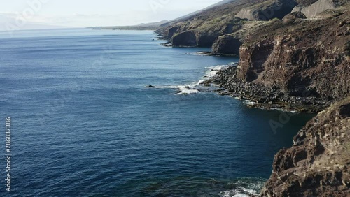 Tranquil waters on the Auau Channel of Maui, Hawaii on a sunny day. Drone view. photo