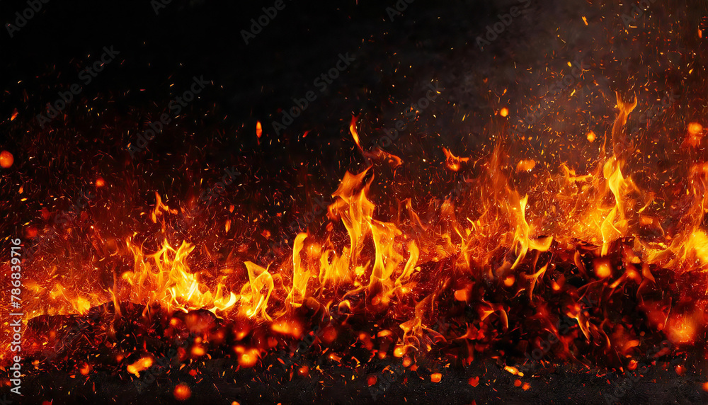 flame. sparks. Bonfire background material. campfire. Image material of burning fire.