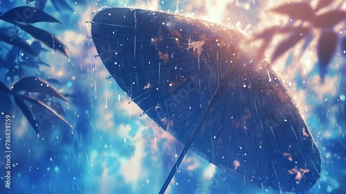 一本の傘と雨のテクスチャー13