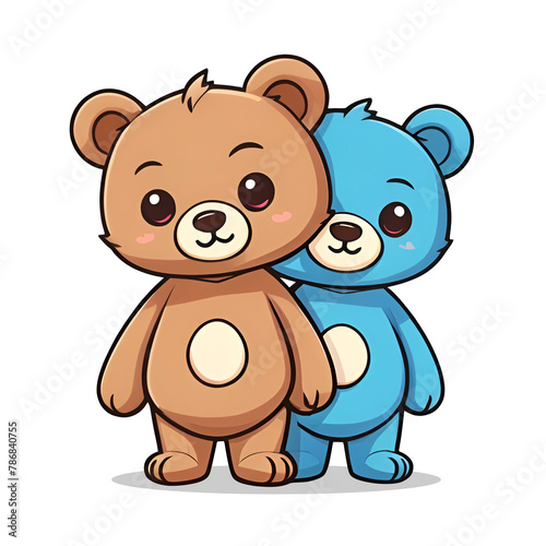 two chibi Teddy bear logo vector vector art for t-shirt