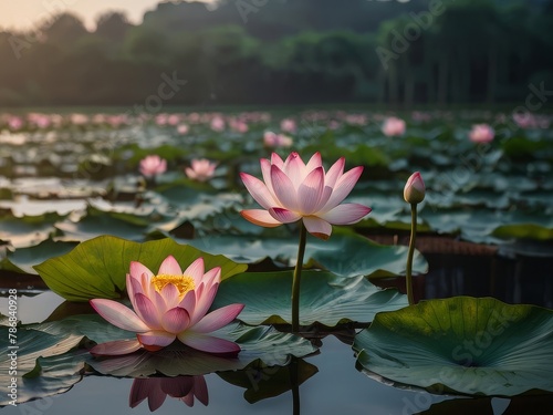 pink water lilies