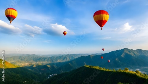 Colorful-hot-air-balloons-flying-over-mountain-at-Dot-Inthanon-in-Chiang-Mai--Thailand