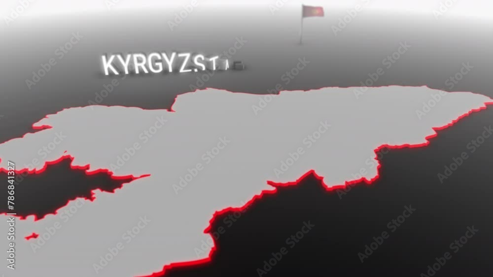 3d animated map of Kyrgyzstan gets hit and fractured by the text “Violence” 3d animated map of Kyrgyzstan gets hit and fractured by the text “Violence”