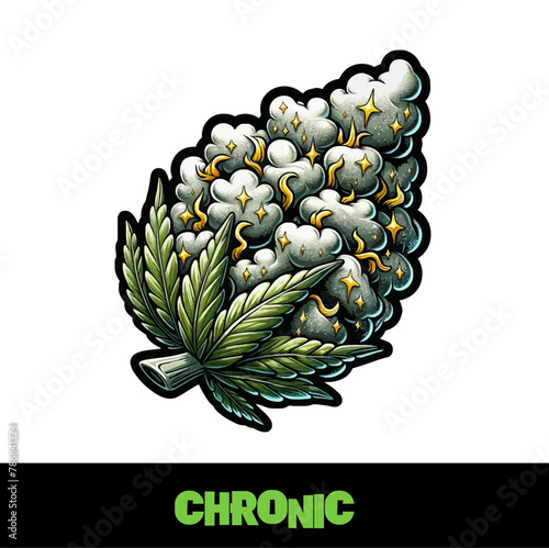 Vector Illustrated Chronic Cannabis Bud Strain Cartoon
