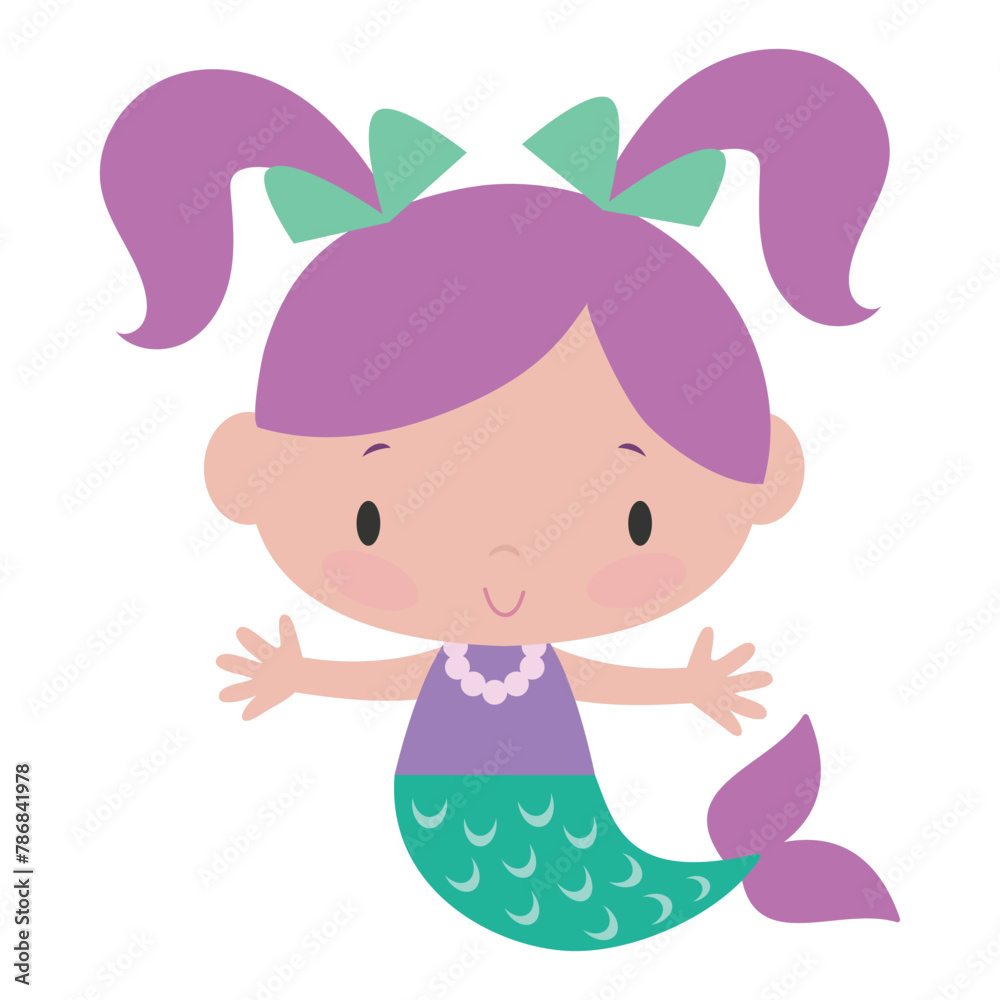 Beautiful sea mermaid princess vector cartoon illustration Beautiful sea mermaid princess vector cartoon illustration