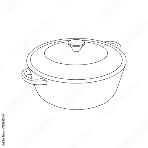 Hand drawn cartoon Vector illustration dutch oven icon Isolated on White