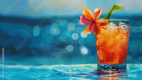 Tropical cocktail azure sea backdrop