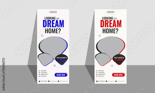 Real estate rollup banner or pullup banner vector design template