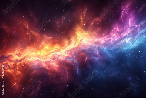 Blue and red galaxy color background © wiwin