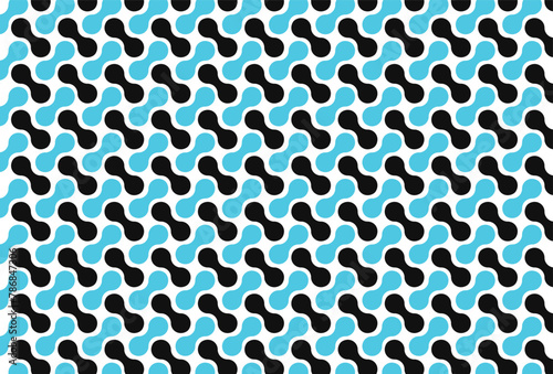 Abstract metaballs black blue pattern in various size and random connection on white background. Vector illustration.
