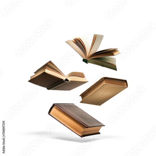 floating books on transparency background PNG
 photo