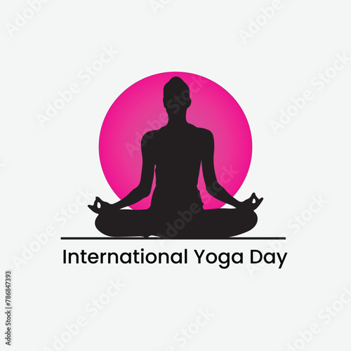 Silhouette international yoga day vector