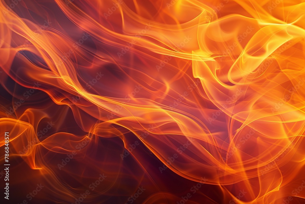 A closeup of flowing, ethereal orange and red flames on an abstract background, creating a sense of movement and depth. The warm colors create a dramatic contrast against the dark backdrop A closeup of flowing, ethereal orange and red flames on an abstract background, creating a sense of movement and depth. The warm colors create a dramatic contrast against the dark backdrop